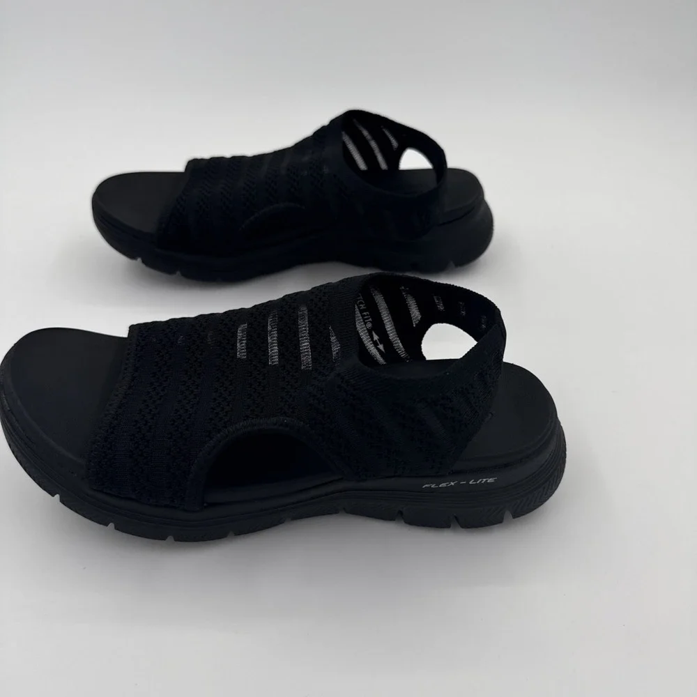 Skechers Womens Flex Appeal 2.5 Boldest Black Sandals Size 7.5 EU 38 Yoga Foam